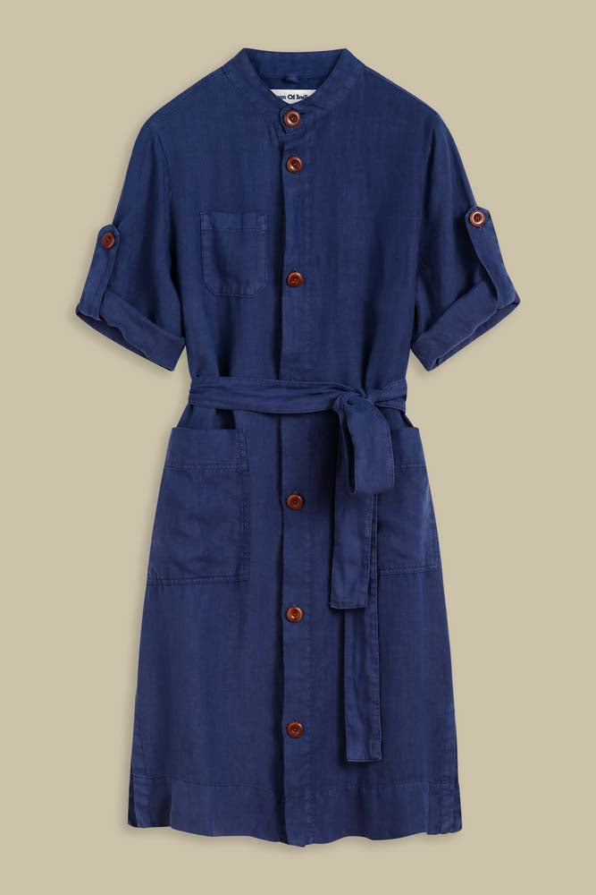 Caledonia Linen Dress (Blue) - Kings of Indigo