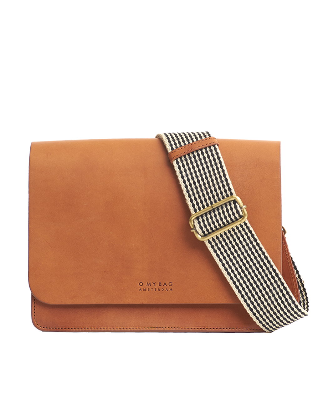 Audrey Classic Læder (Cognac) Ternet Rem - O MY BAG