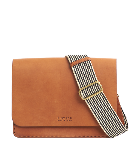 Audrey Classic Læder (Cognac) Ternet Rem - O MY BAG