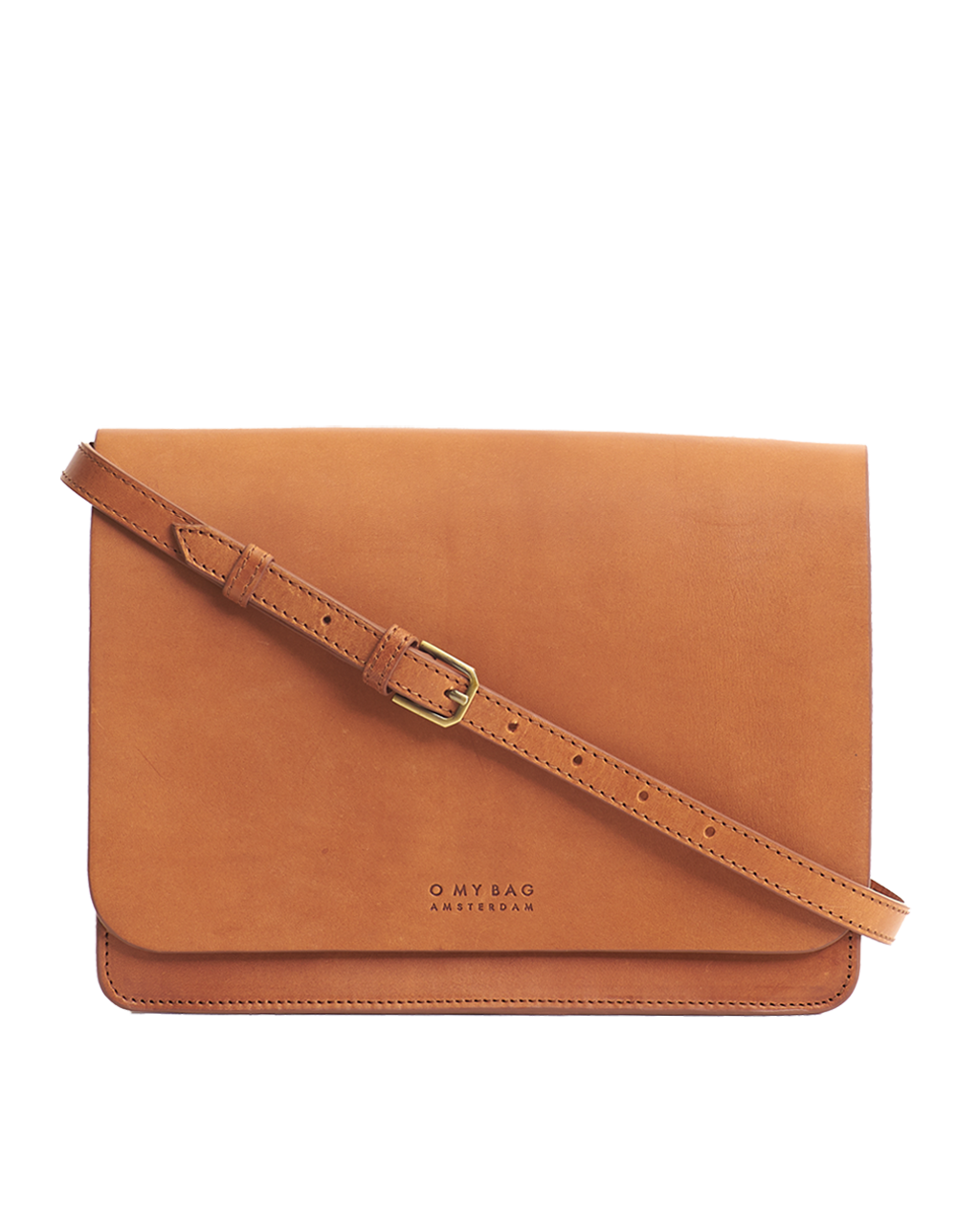 Audrey Classic Læder (Cognac) Ternet Rem - O MY BAG