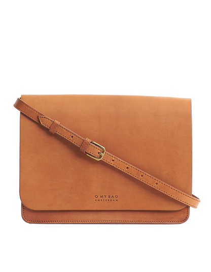 Audrey Classic Læder (Cognac) Ternet Rem - O MY BAG