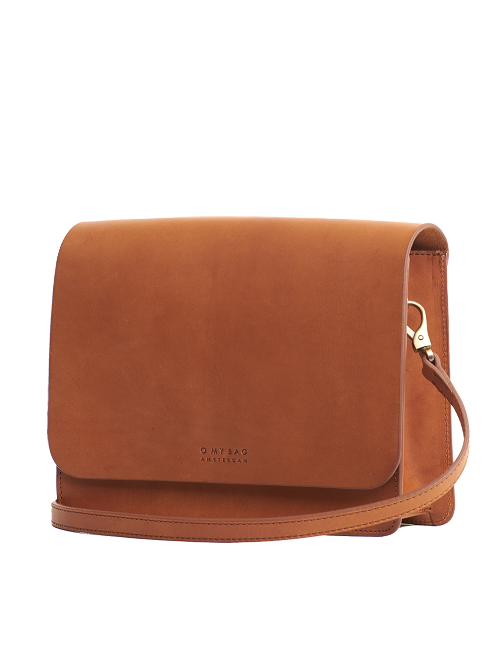 Audrey Classic Læder (Cognac) Ternet Rem - O MY BAG