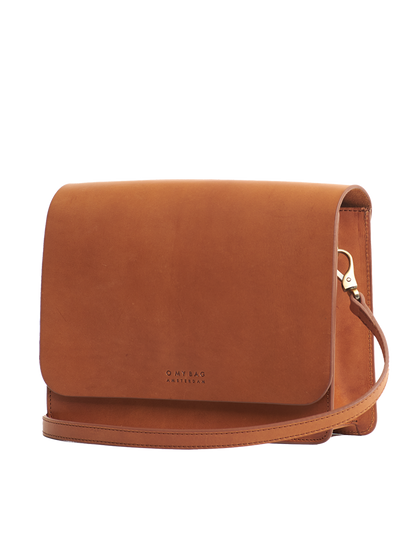 Audrey Classic Læder (Cognac) Ternet Rem - O MY BAG