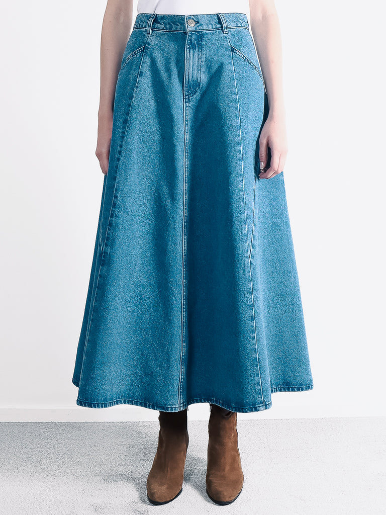 Kristina Denim Skirt (Smooth Blue) - Amendi