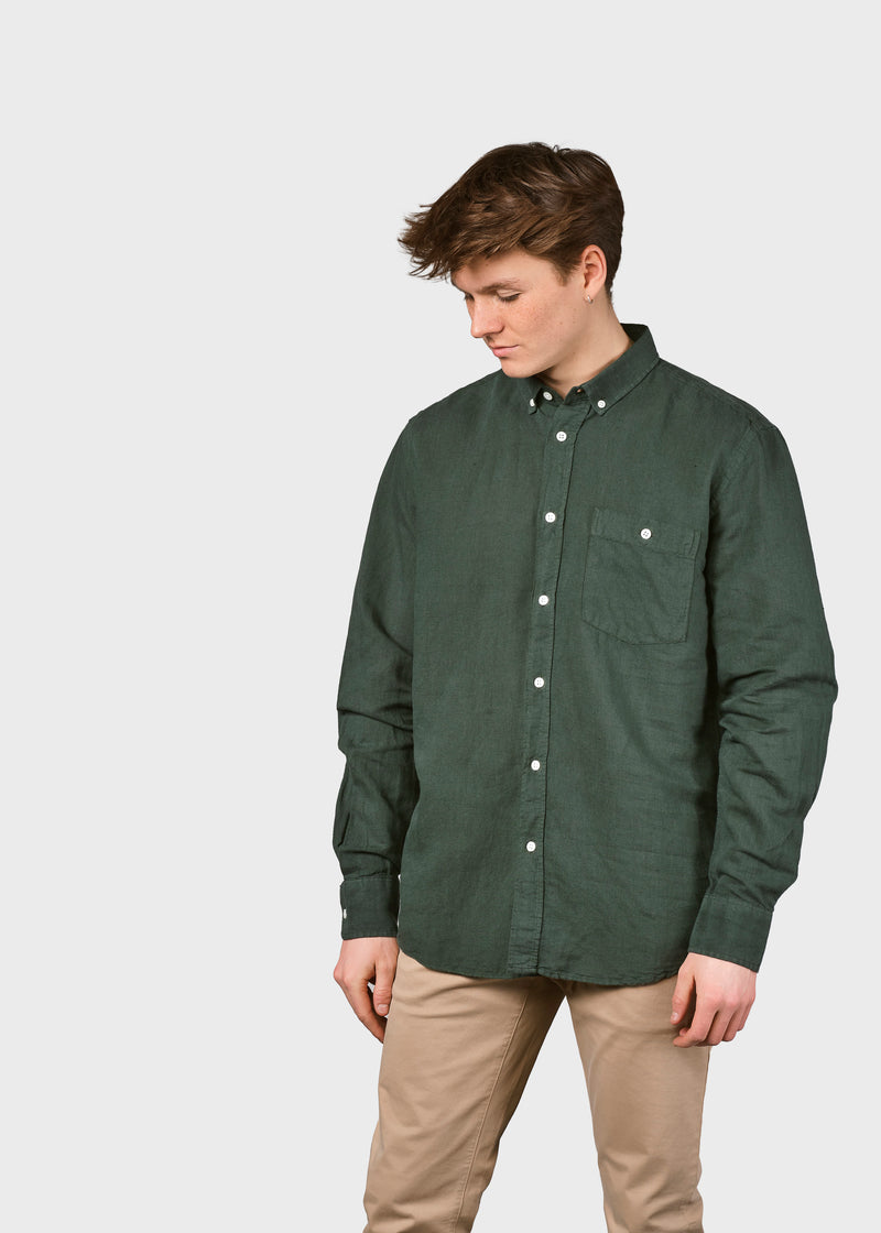 Benjamin Linen Shirt (Olive) - Klitmøller Collective