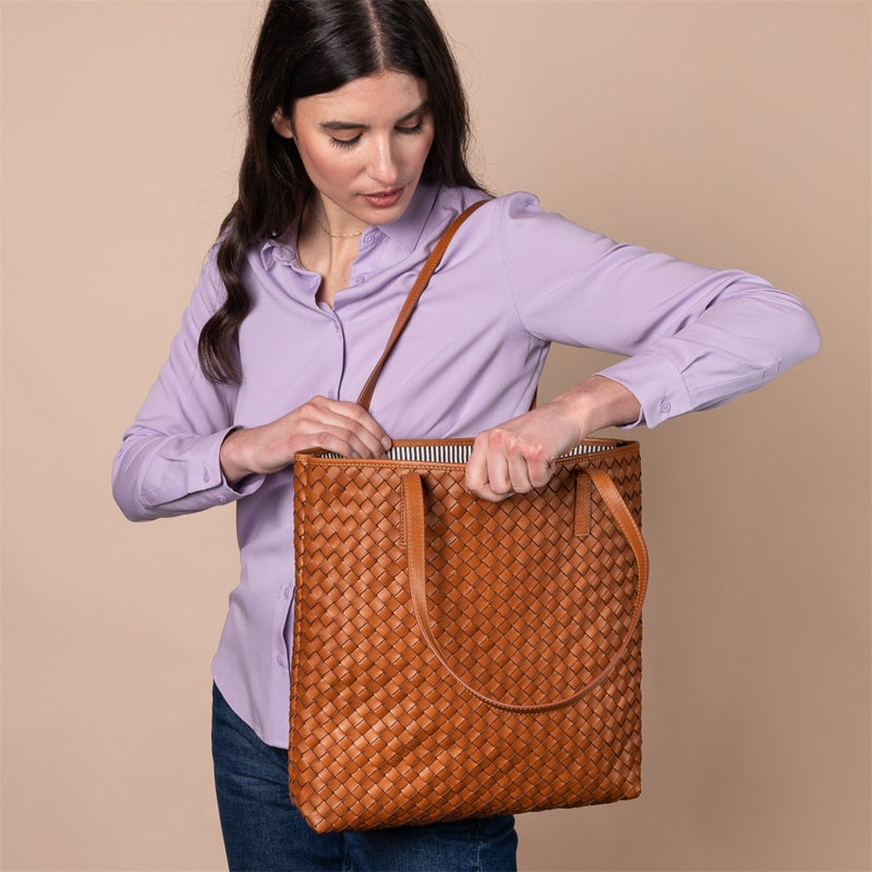 Georgia Cognac Woven Classic - O My Bag