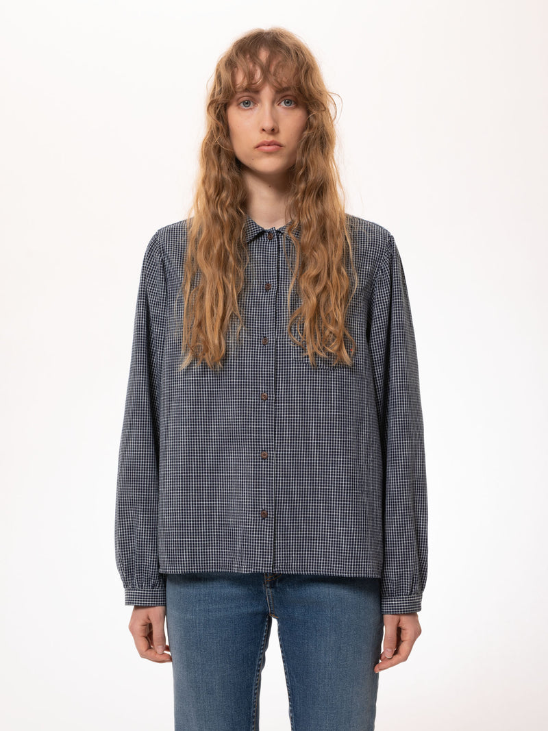 Edith Check Blouse (Indigo) - Nudie Jeans