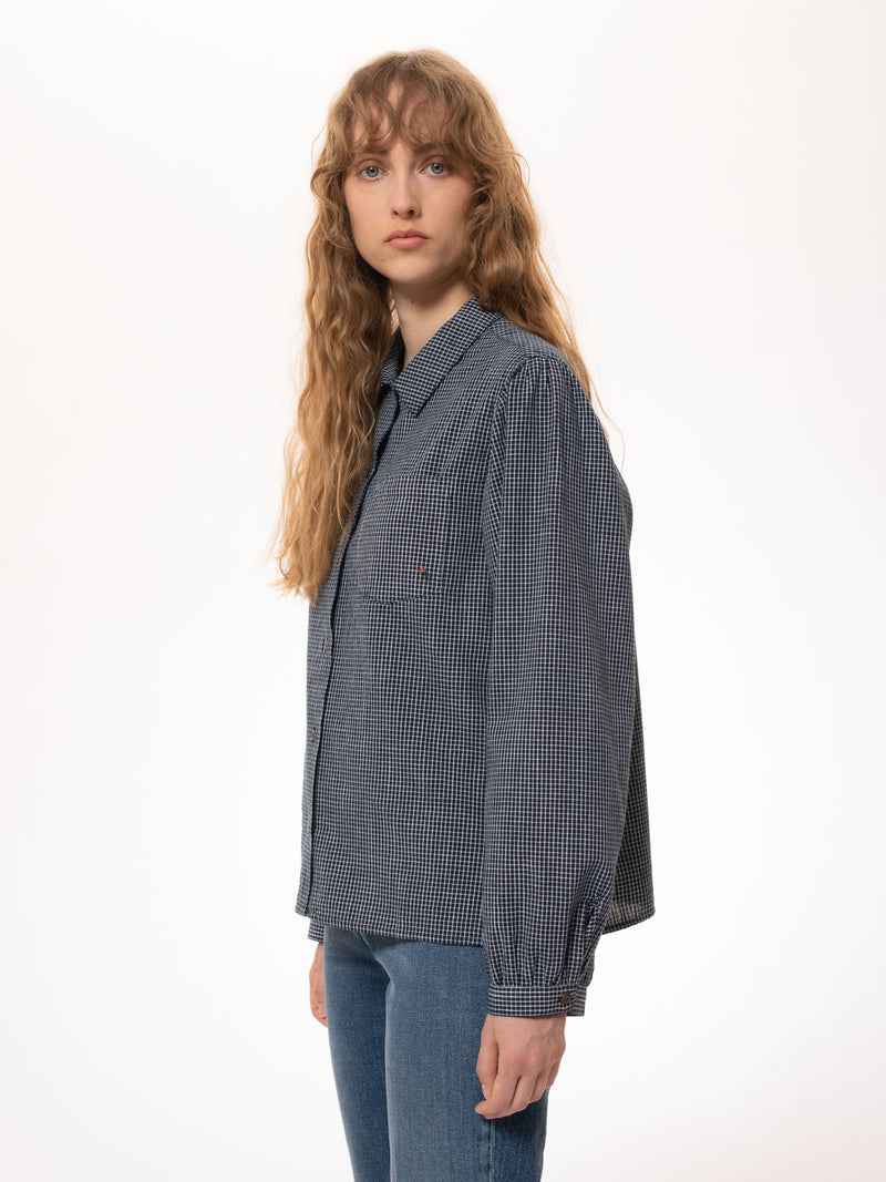 Edith Check Blouse (Indigo) - Nudie Jeans