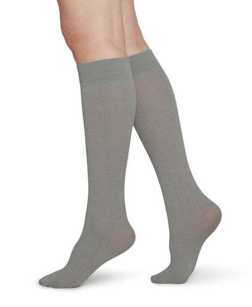 Freja Bio Wool Knee-Hights (Light Grey) - Swedish Stockings