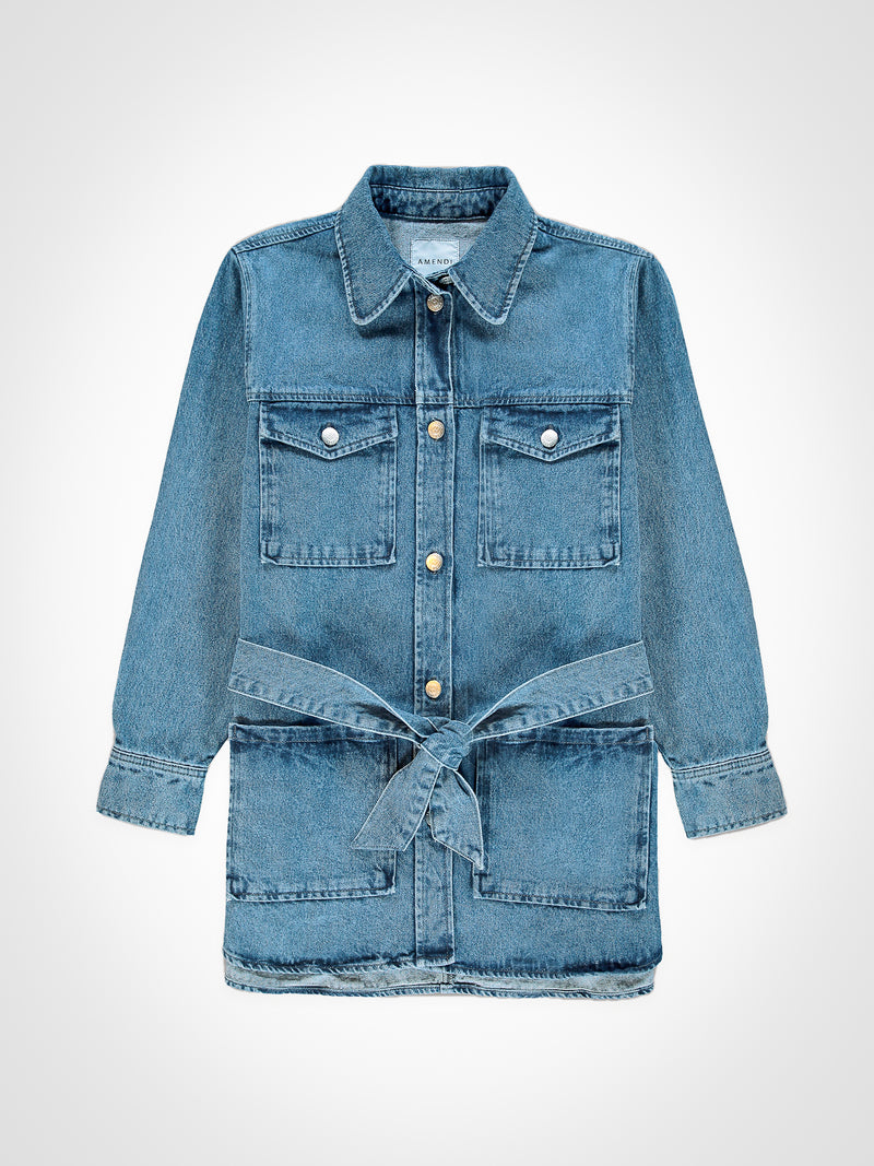 Isa Oversized Denim Jacket (Crushed Blue) - Amendi