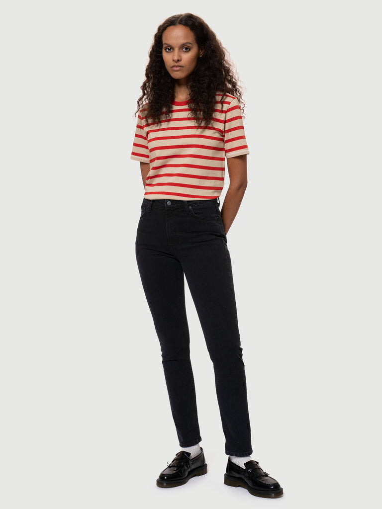 Joni Breton Stripe (Off White/Red) - Nudie Jeans