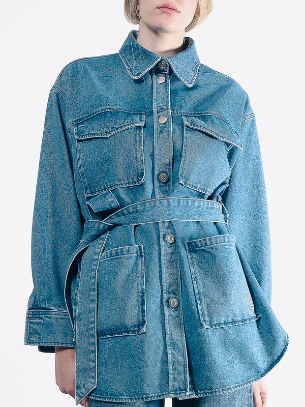 Isa Oversized Denim Jacket (Crushed Blue) - Amendi