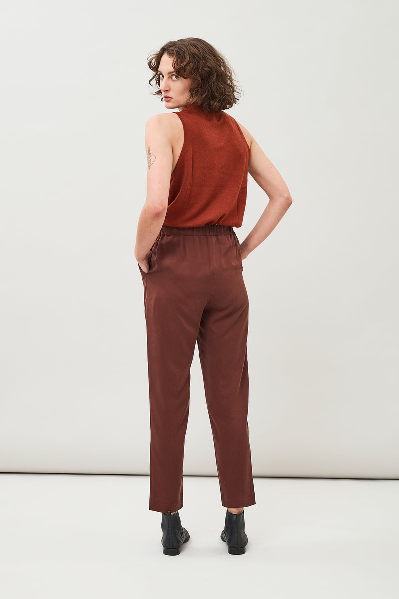Jira Elastic Waist Tencel Pants (Hickory Brown) - Maska