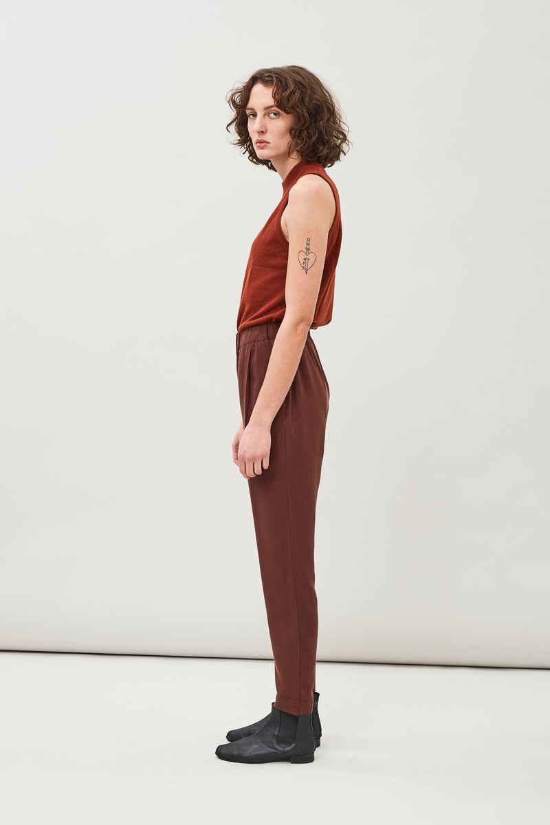 Jira Elastic Waist Tencel Pants (Hickory Brown) - Maska
