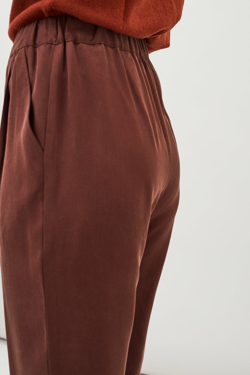 Jira Elastic Waist Tencel Pants (Hickory Brown) - Maska