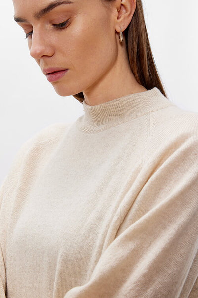 Adila Raglan Cashmere Sweater (Undyed White) - Maksa