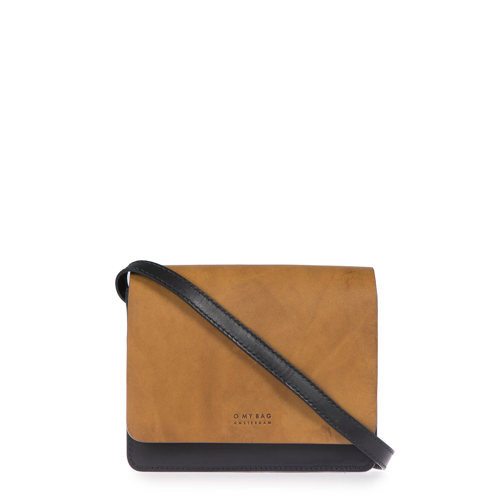 Audrey Mini Classic Leather (Black and Cognac) - O MY BAG