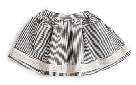 Pocket Skirt (Striped Linen) - As we Grow