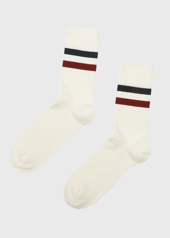 Retro Cotton Sock (Cream/Navy/Clay Red) - Klitmøller Collective