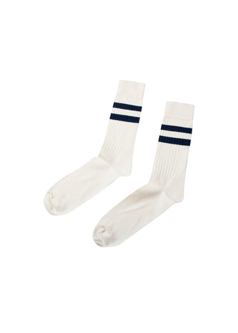 Retro Cotton Sock (Cream/Navy) - Klitmøller Collective
