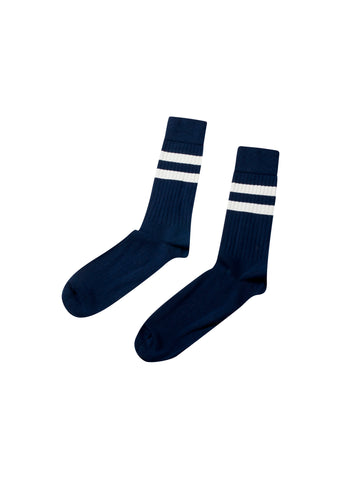 Retro Cotton Sock (Navy/Cream) - Klitmøller Collective
