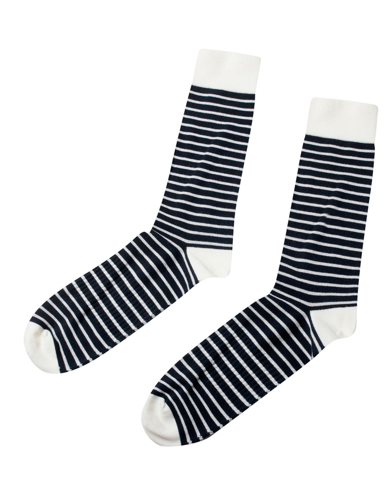 Sailor Cotton Sock (Cream / Navy) - Klitmøller Collective