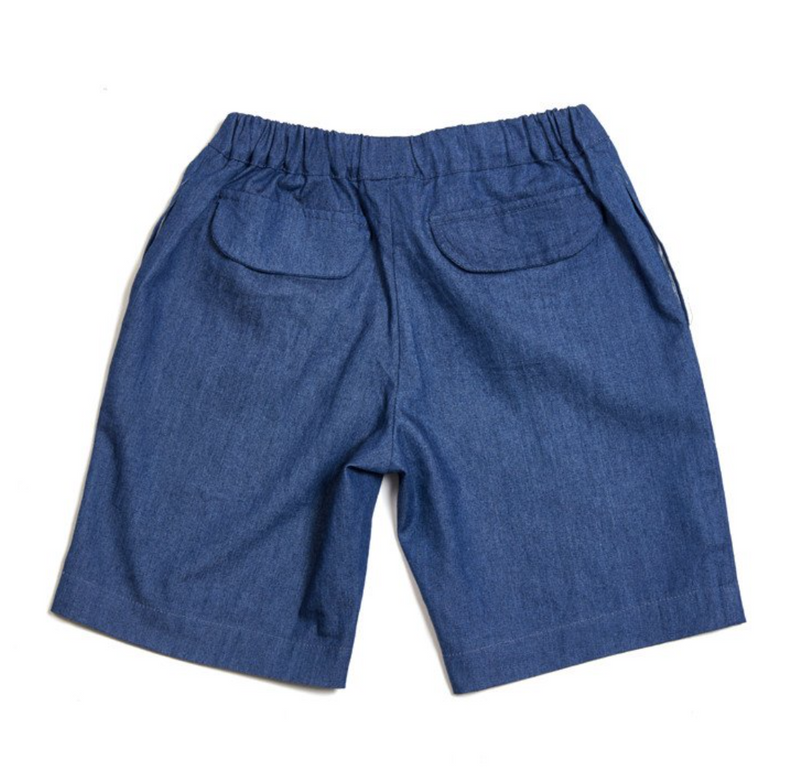 Emil Shorts (Blue Denim / Checked Linen) - As We Grow