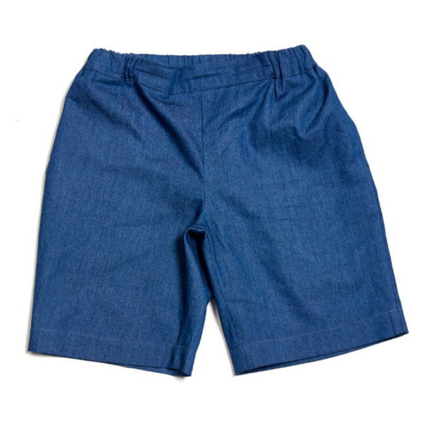 Emil Shorts (Blue Denim / Checked Linen) - As We Grow