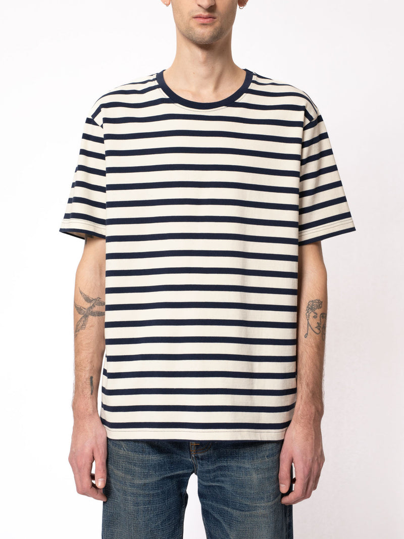 Uno Breton Stripe (Off White/Navy) - Nudie Jeans