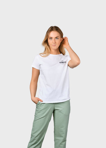 Womens Small Logo Tee (White) - Klitmøller Collective
