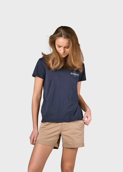 Womens Small Logo Tee (Navy) - Klitmøller Collective