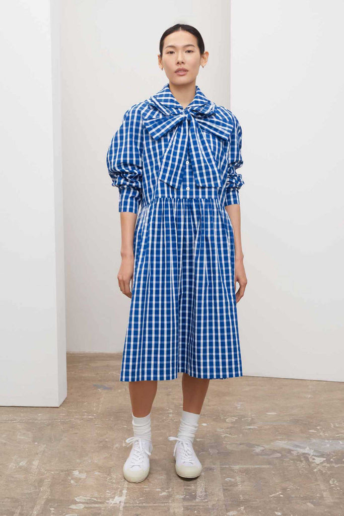 Calder Dress (Blue/White Check) - Kowtow