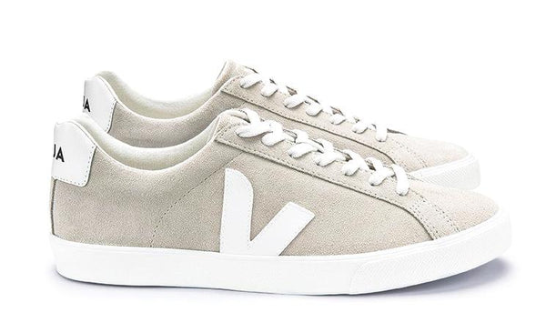 Esplar Low Logo Suede Natural White - VEJA Shoes