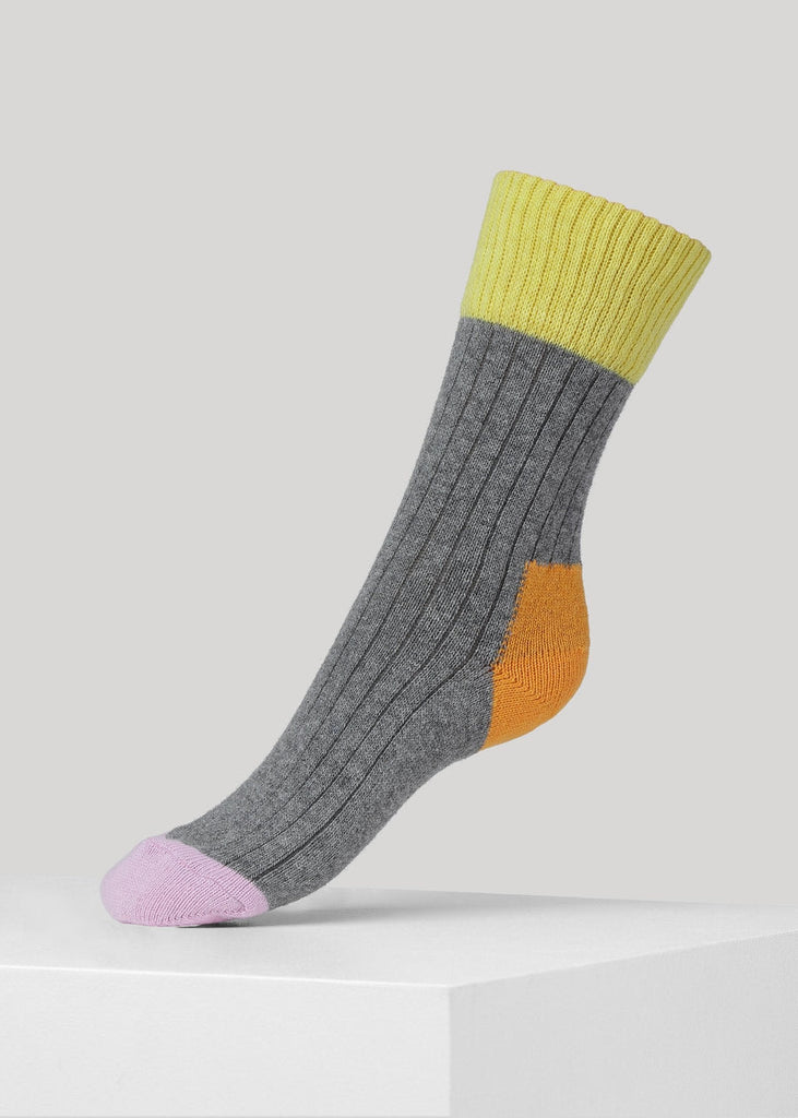 Esther Cashmere Contrast Sock (Grey) - Dear Denier