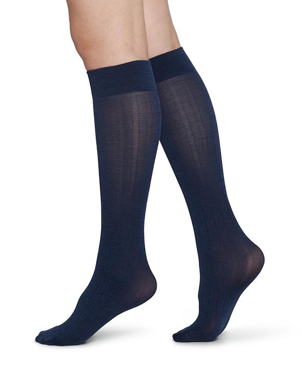 Freja Bio Wool Knee-Hights (Navy) - Swedish Stockings