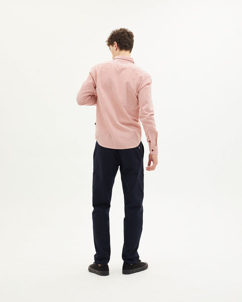 Seersucker Thomas Shirt (Pink / White Stripe) - Thinking MU