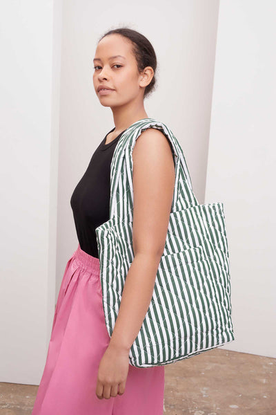 Quilt Bag (Green & White Stripes) - Kowtow