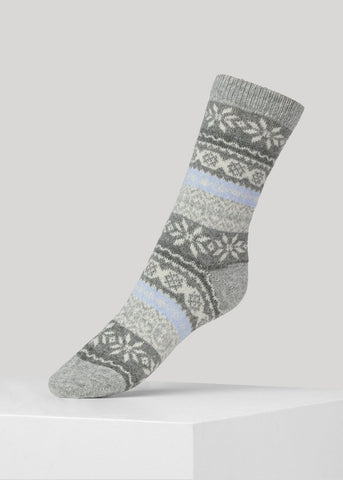 Ellen Norwegian Knit Socks (Grey/Light Blue) - Dear Denier
