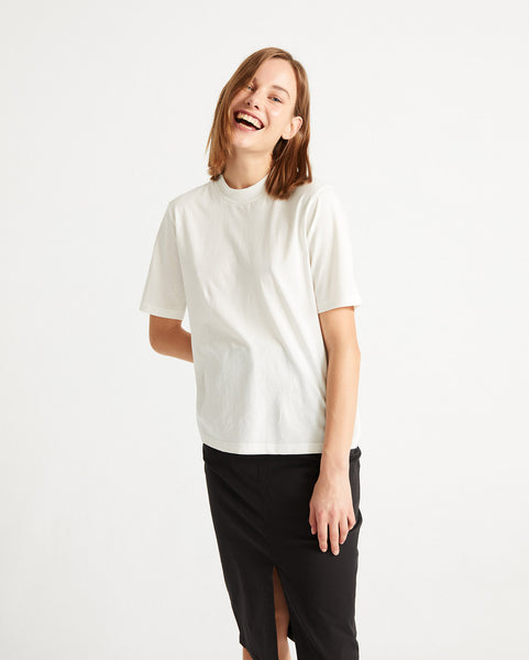 Basic Mock T-shirt (White) - Thinking MU